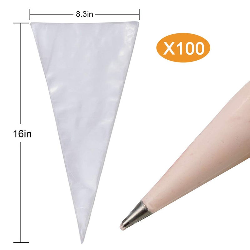 Gexolenu 100 pcs, Large anti-burst piping bags, disposal pasty bags for cake and buttercream frosting, cupcake baking decorating icing bags, thick, non-slip for all size tips and couples (16 inch), Gexolenu - Image 4